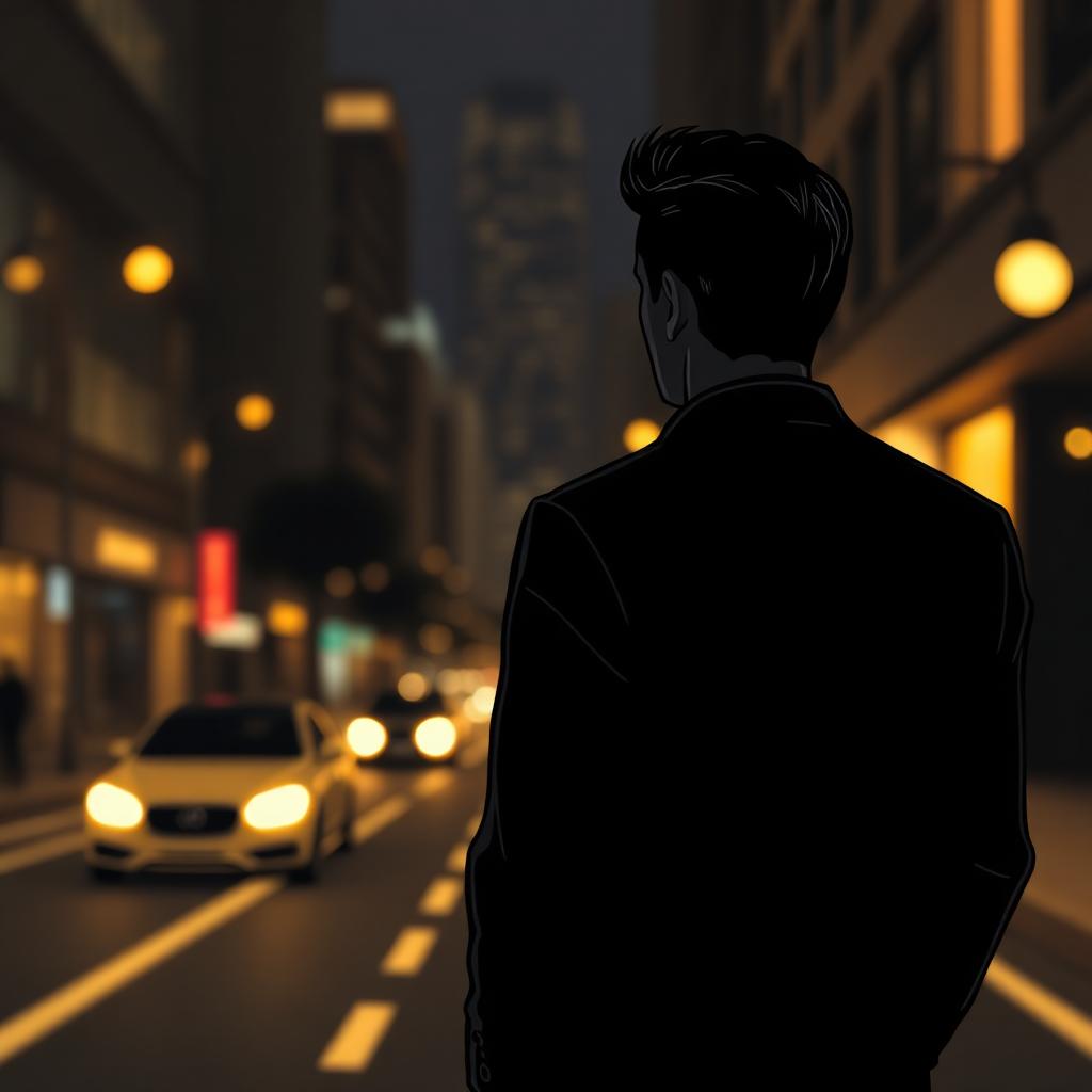 Homem confiante em rua urbana à noite
